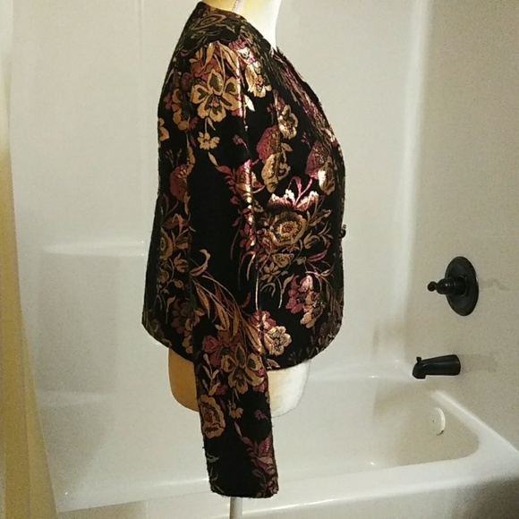 Vintage Ellen D Metallic Floral Jacket – Elegant Preowned, Size Medium - Picture 5 of 7